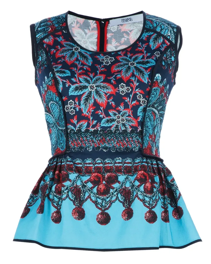 Linda Farrow floral print peplum top - Blau Blau