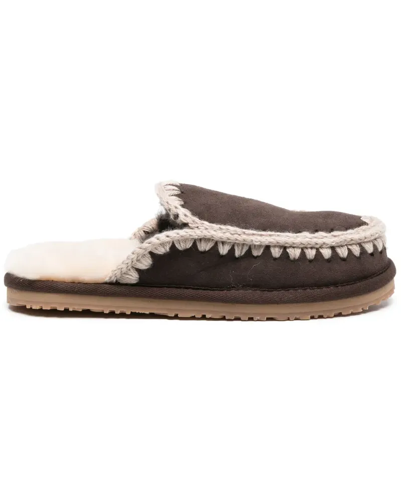 Mou Slipper mit Stickerei - Braun Braun