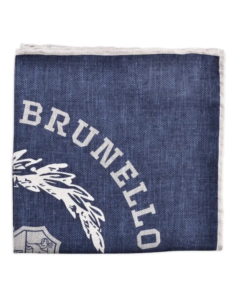 Brunello Cucinelli Einstecktuch mit Monogramm - Blau Blau