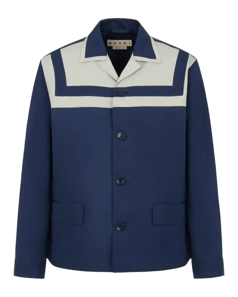Marni stripe yoke cuban blazer - Blau Blau