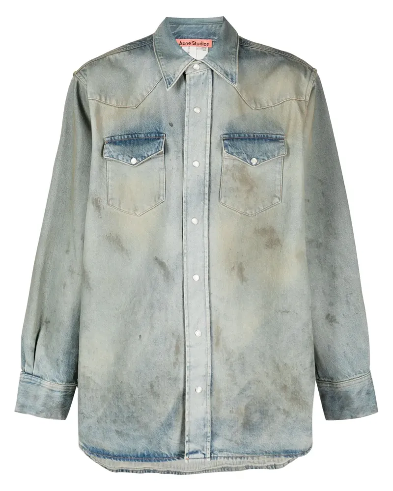 Acne Studios Jeanshemd in Distressed-Optik - Blau Blau