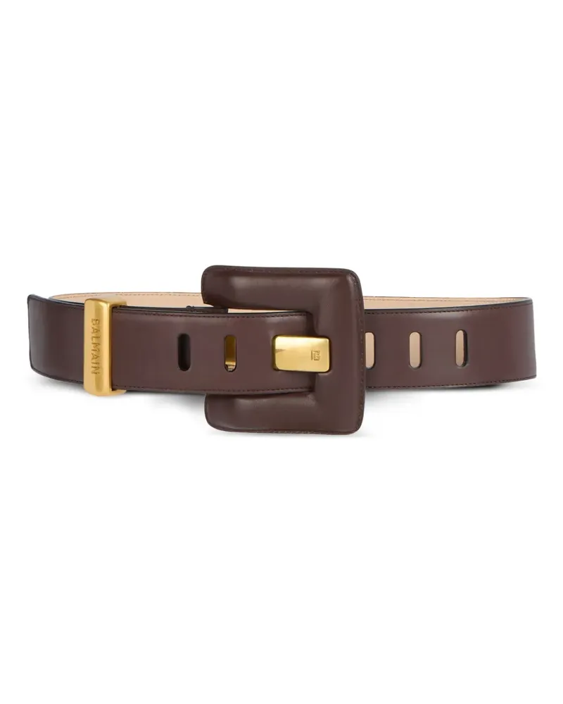 Balmain Anthem Gürtel aus Glattleder - Braun Braun