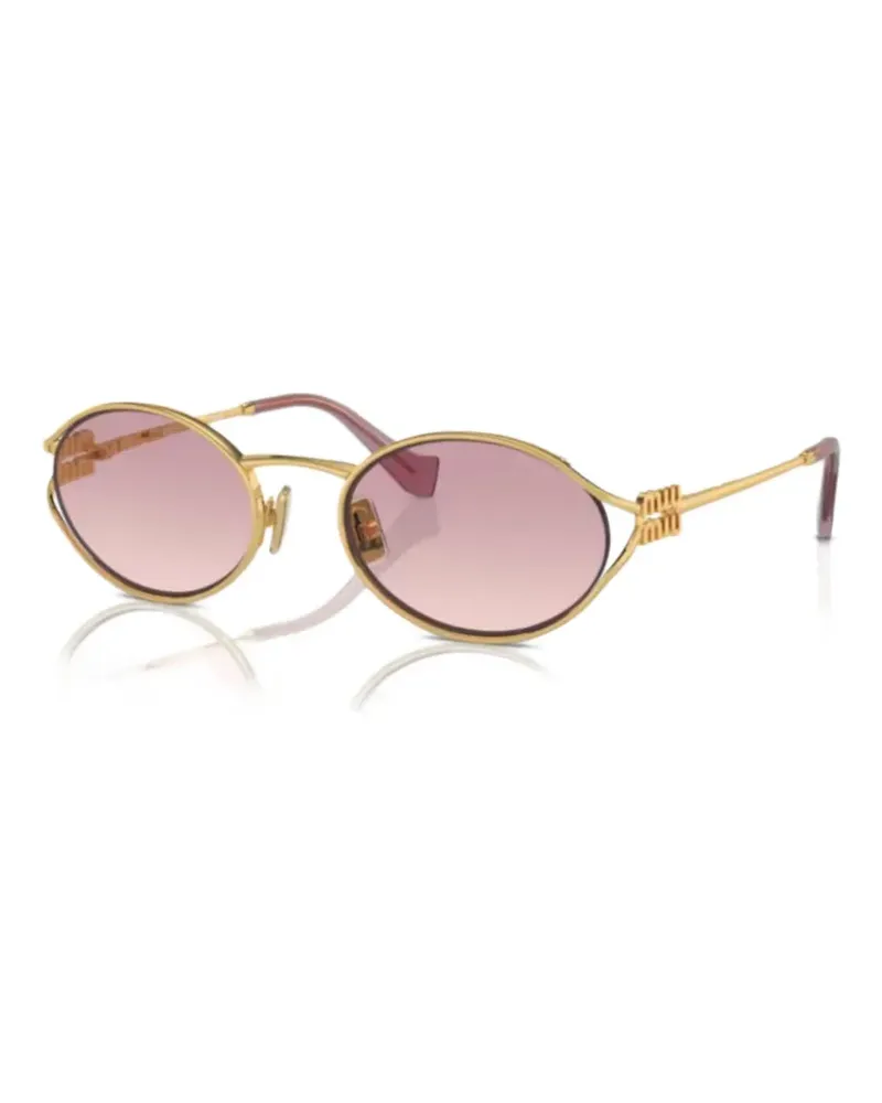 Miu Miu Sonnenbrille mit ovalem Gestell - Gold Gold
