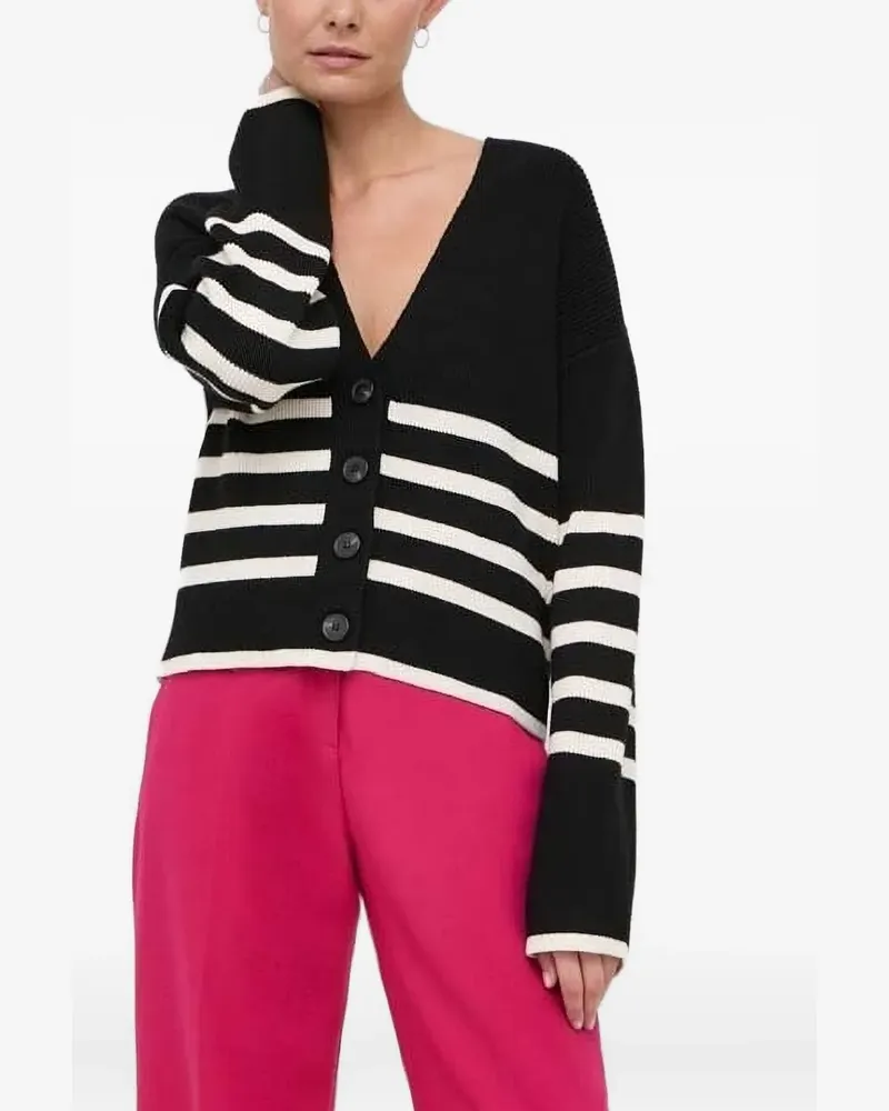 Notes du Nord Gerippter Cardigan mit Streifen - Schwarz Schwarz