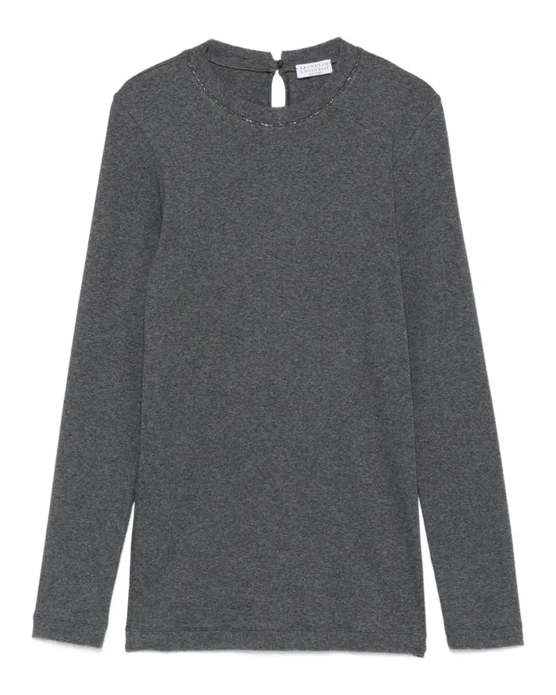 Brunello Cucinelli long-sleeve Monili-chain T-shirt - Grau Grau