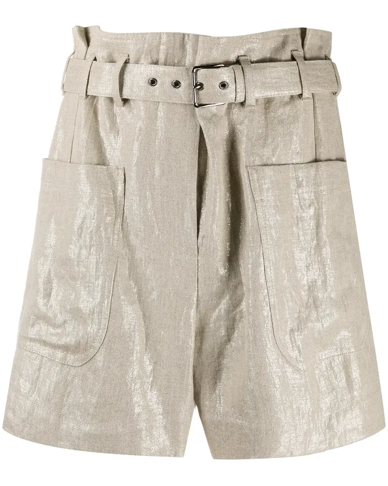 Brunello Cucinelli Taillenhohe Shorts mit Gürtel - Gold Gold