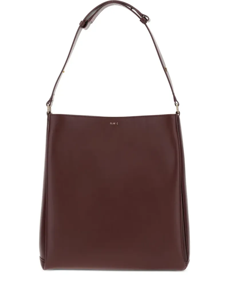 PLAN C Schultertasche aus Leder - Braun Braun