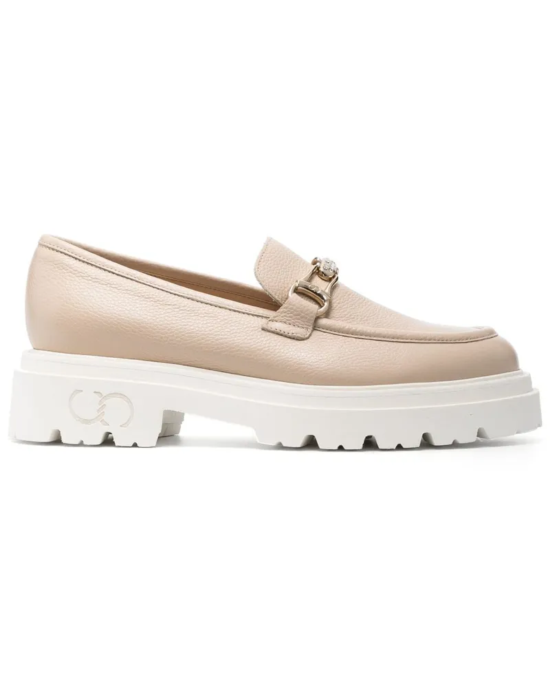 Casadei Mokassins mit Logo-Gravur - Nude Nude