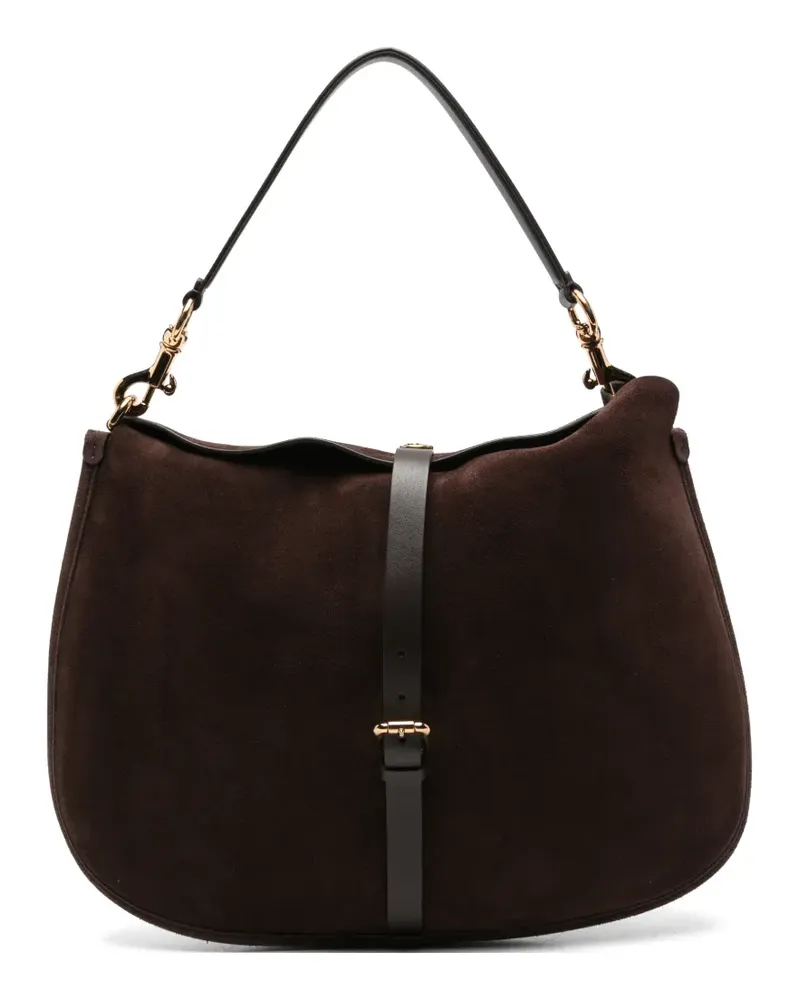 Etro Extra große Schultertasche aus Wildleder mit Schnalle - Braun Braun