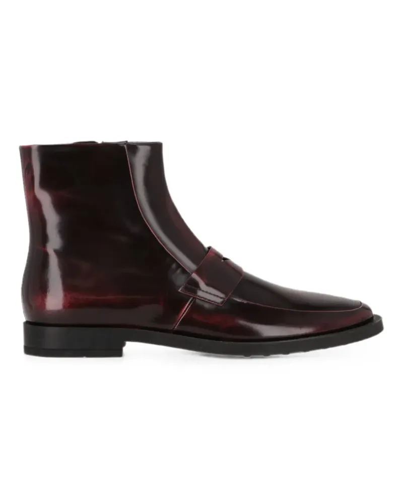 TOD'S polished-finish penny-strap ankle boots - Rot Rot