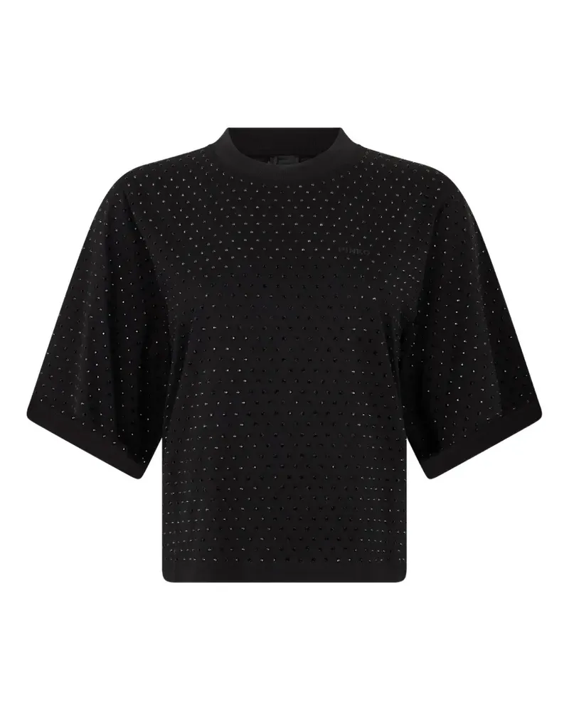 Pinko T-Shirt mit Strass und Logo - Schwarz Schwarz