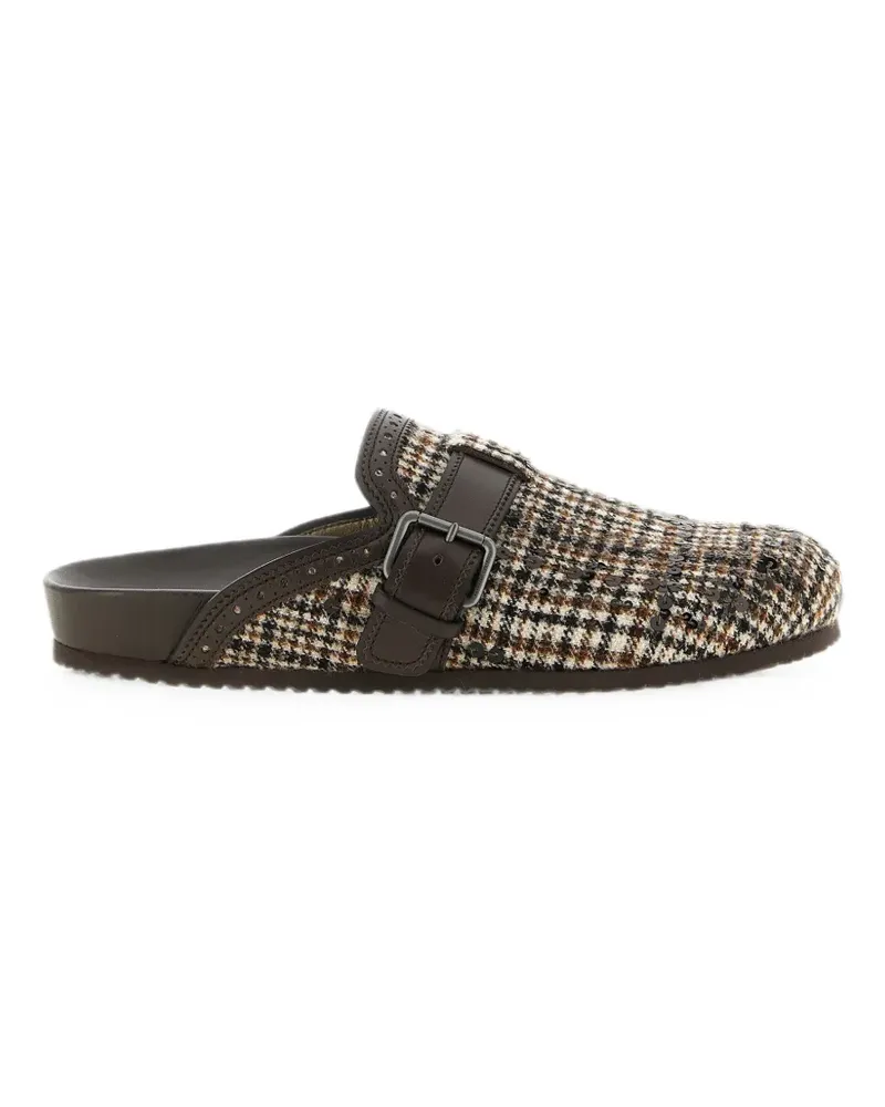 Brunello Cucinelli Dazzling Mules mit Hahnentrittmuster - Braun Braun