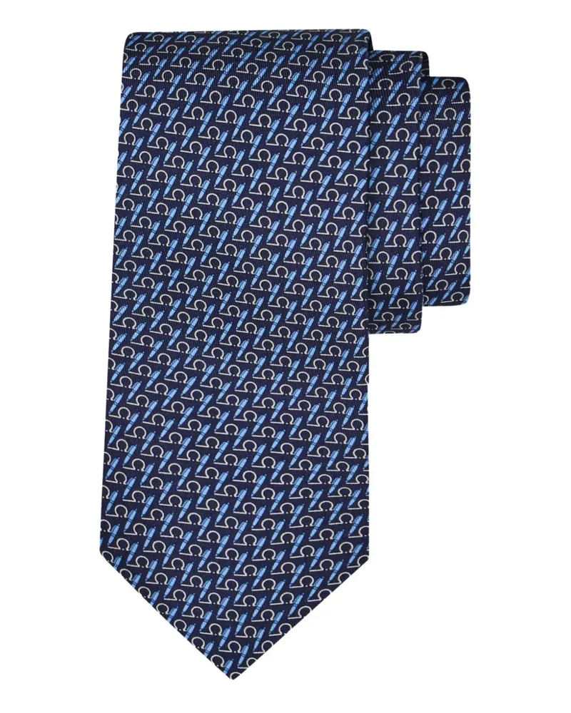 Ferragamo Seidenkrawatte mit Writer-Print - Blau Blau