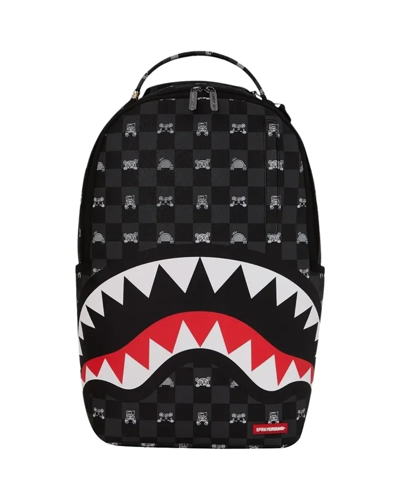 Sprayground Shark check-pattern backpack - Schwarz Schwarz