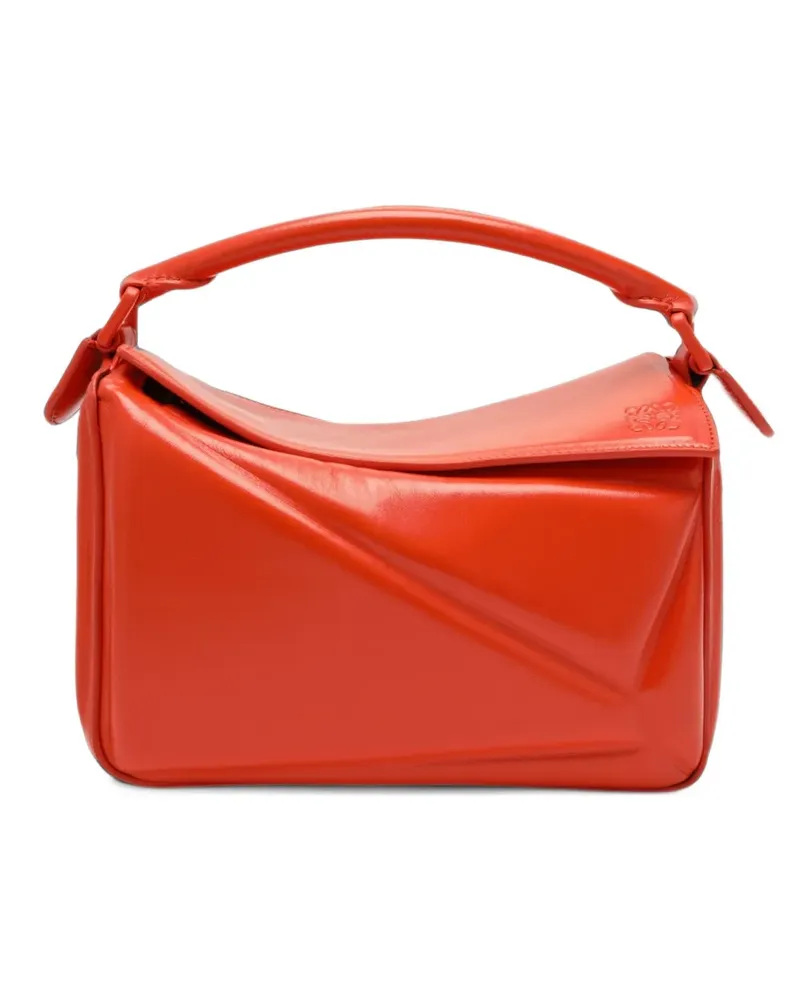 Loewe Kleine Puzzle Blown Tasche aus glänzendem Lammleder - Rot Rot