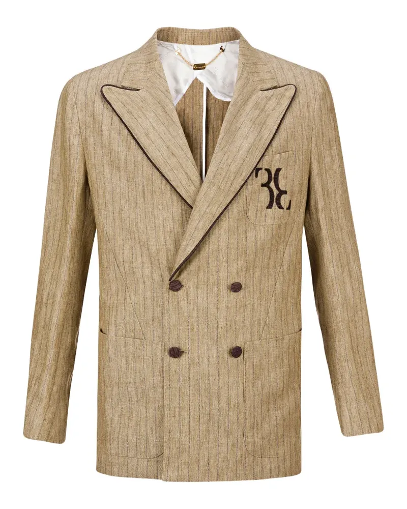 Billionaire Lenny pinstripe double-breasted blazer - Nude Nude