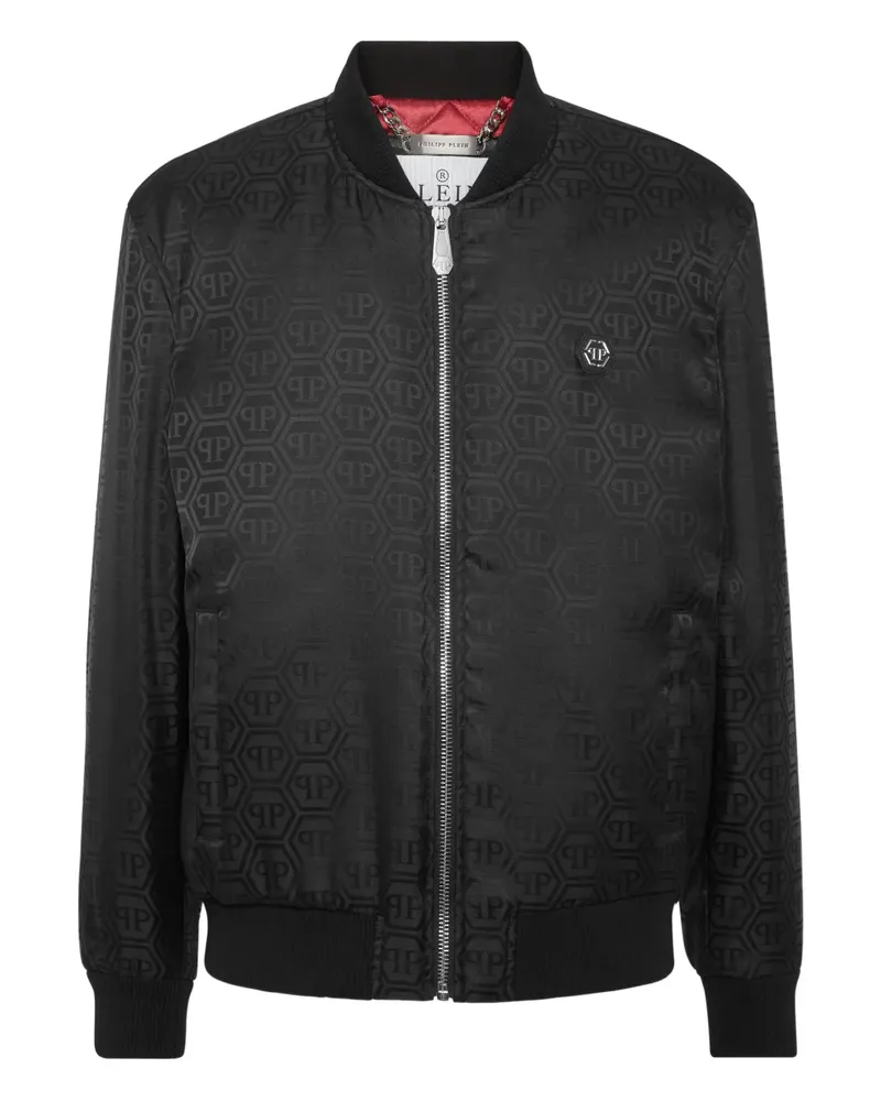 Philipp Plein Bomberjacke aus Monogramm-Jacquard - Schwarz Schwarz