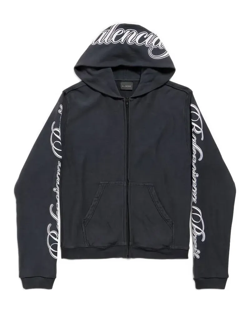 Balenciaga Kursive Kapuzenjacke - Schwarz Schwarz