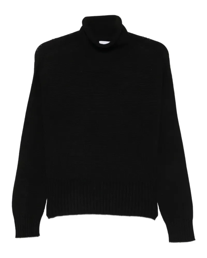 Arovescio Rollkragenpullover mit geripptem Saum - Schwarz Schwarz
