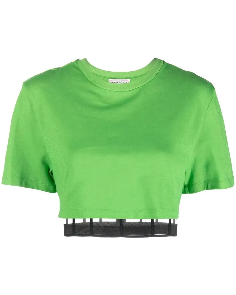 Alexander McQueen Cropped-T-Shirt mit Cut-Out - Grün Grün
