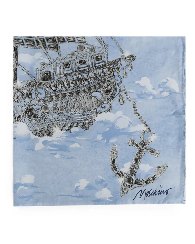 Moschino graphic-print silk scarf - Blau Blau
