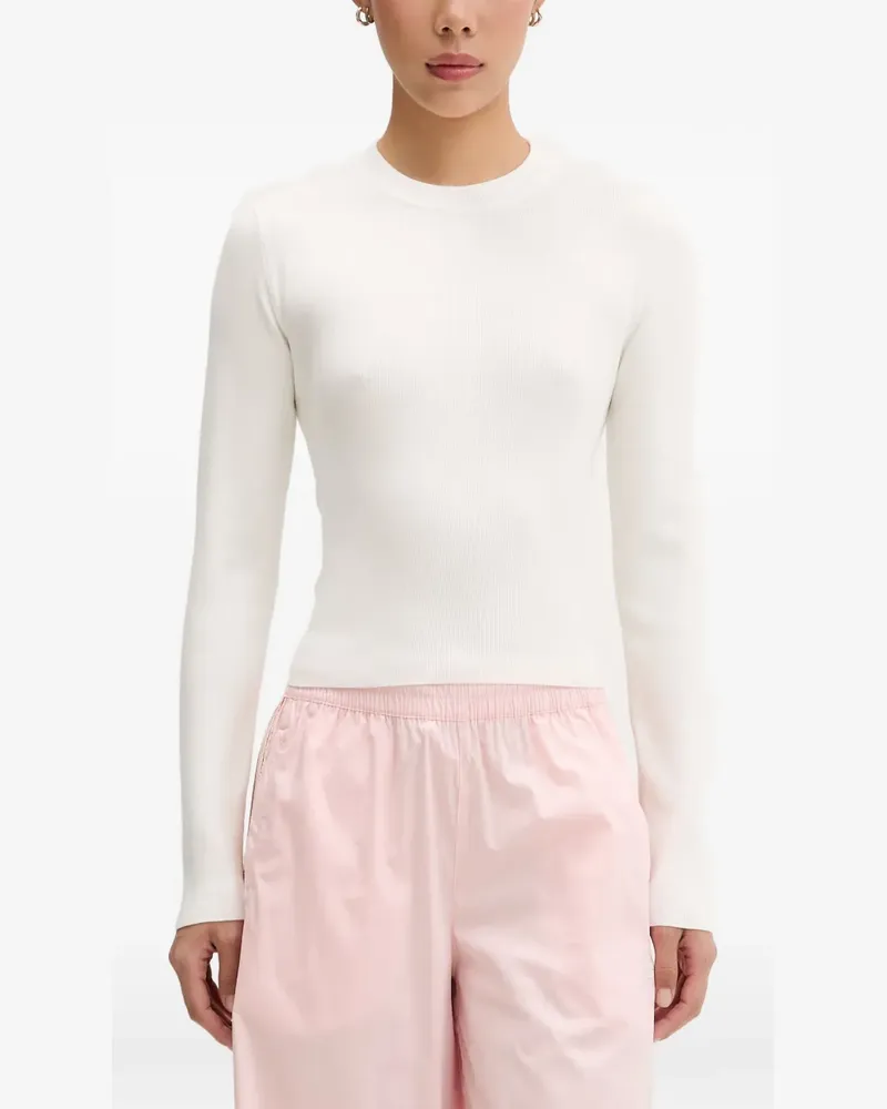 VICOLO tie-back ribbed long-sleeve top - Weiß Weiß