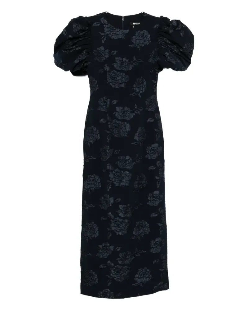 ROTATE Birger Christensen Maxikleid mit Jacquardmuster - Schwarz Schwarz
