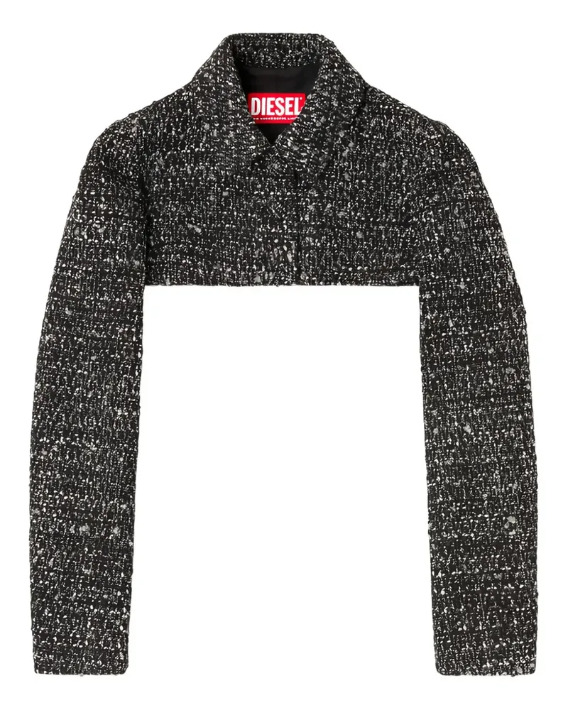 Diesel Cropped-Jacke mit Tweed-Struktur - Schwarz Schwarz