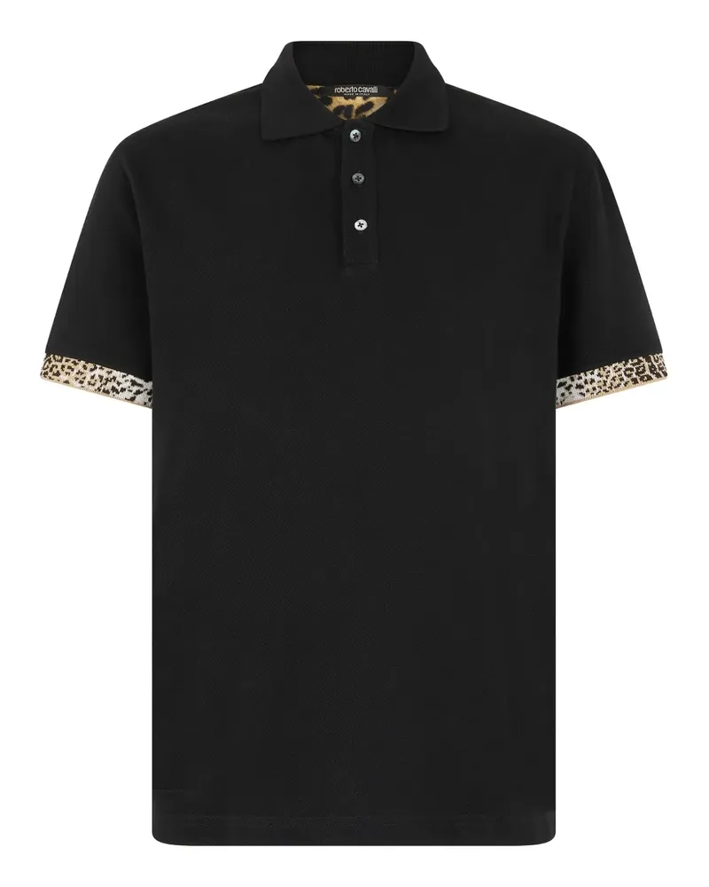 Roberto Cavalli Poloshirt mit Jaguar-Print - Schwarz Schwarz