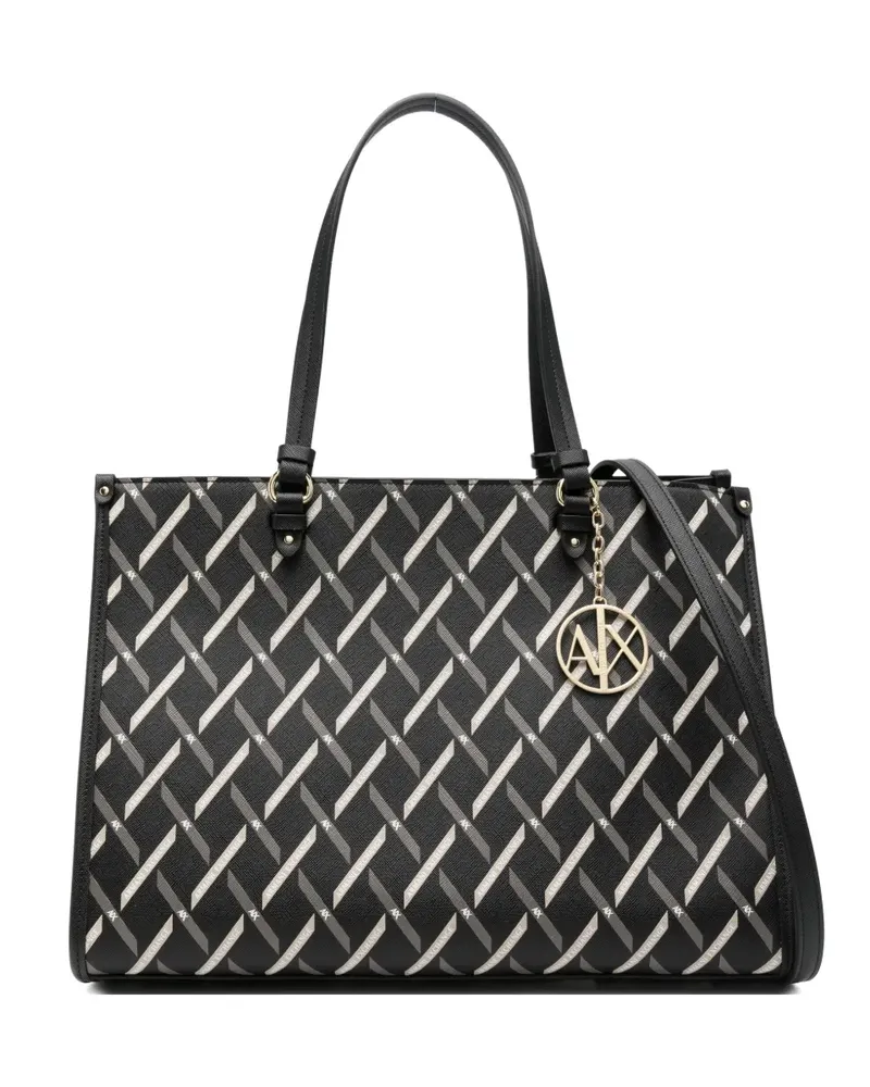Armani Exchange geometric-pattern tote bag - Schwarz Schwarz