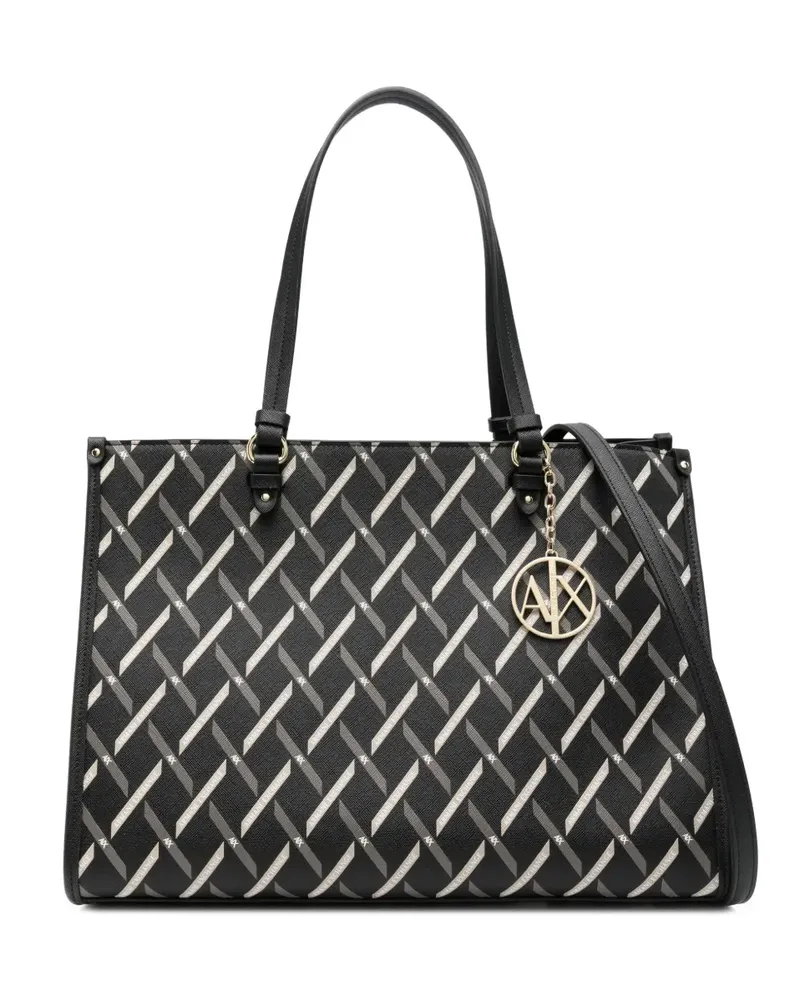 Armani Exchange Handtasche mit geometrischem Muster - Schwarz Schwarz