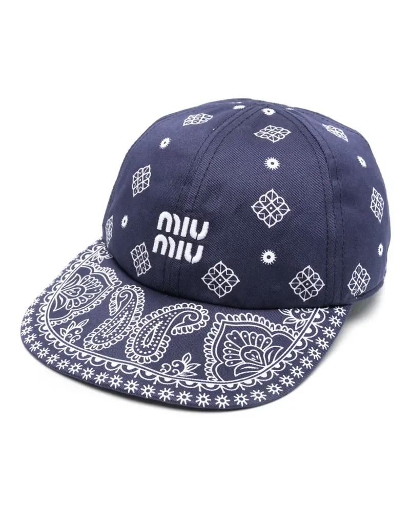 Miu Miu Baseballkappe mit Logo-Stickerei - Blau Blau