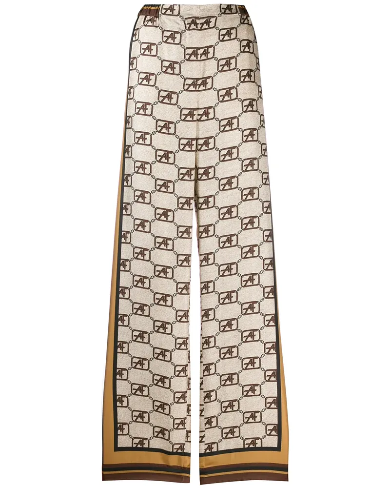 Alberta Ferretti Palazzohose mit Logo-Print - Nude Nude