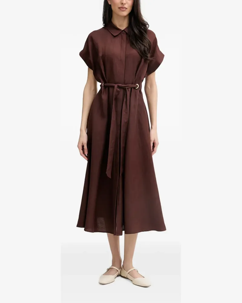 Joseph Ribkoff belted short-sleeve midi dress - Braun Braun
