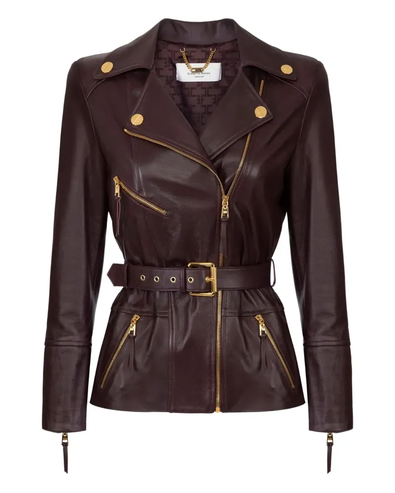 Elisabetta Franchi Bikerjacke mit Gürtel - Rot Rot