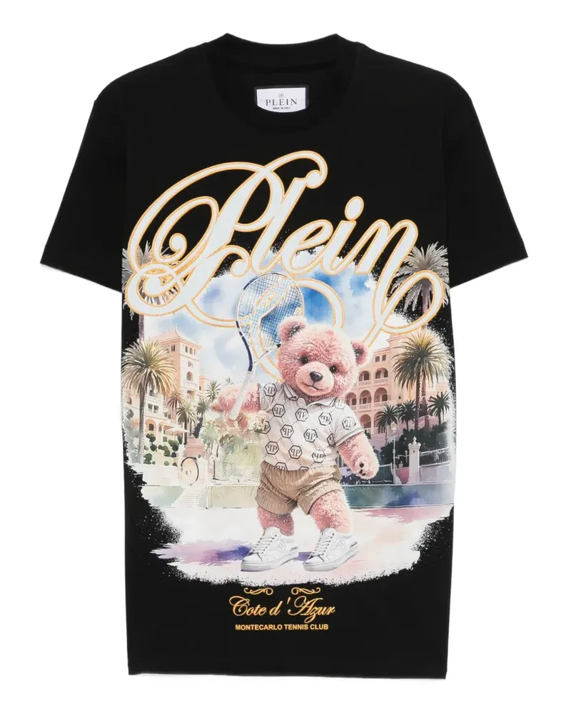 Philipp Plein T-Shirt mit Teddy-Print - Schwarz Schwarz