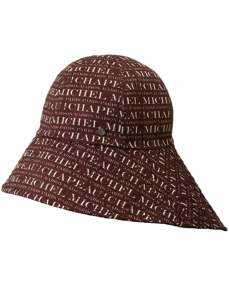 Maison Michel Fischerhut mit Logo-Print - Braun Braun