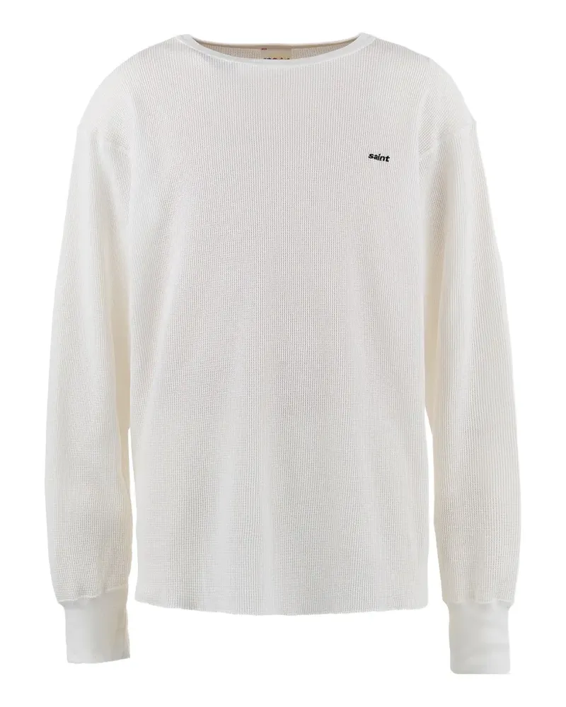 SAINT MXXXXXX logo-embroidered waffle-knit T-shirt - Weiß Weiß