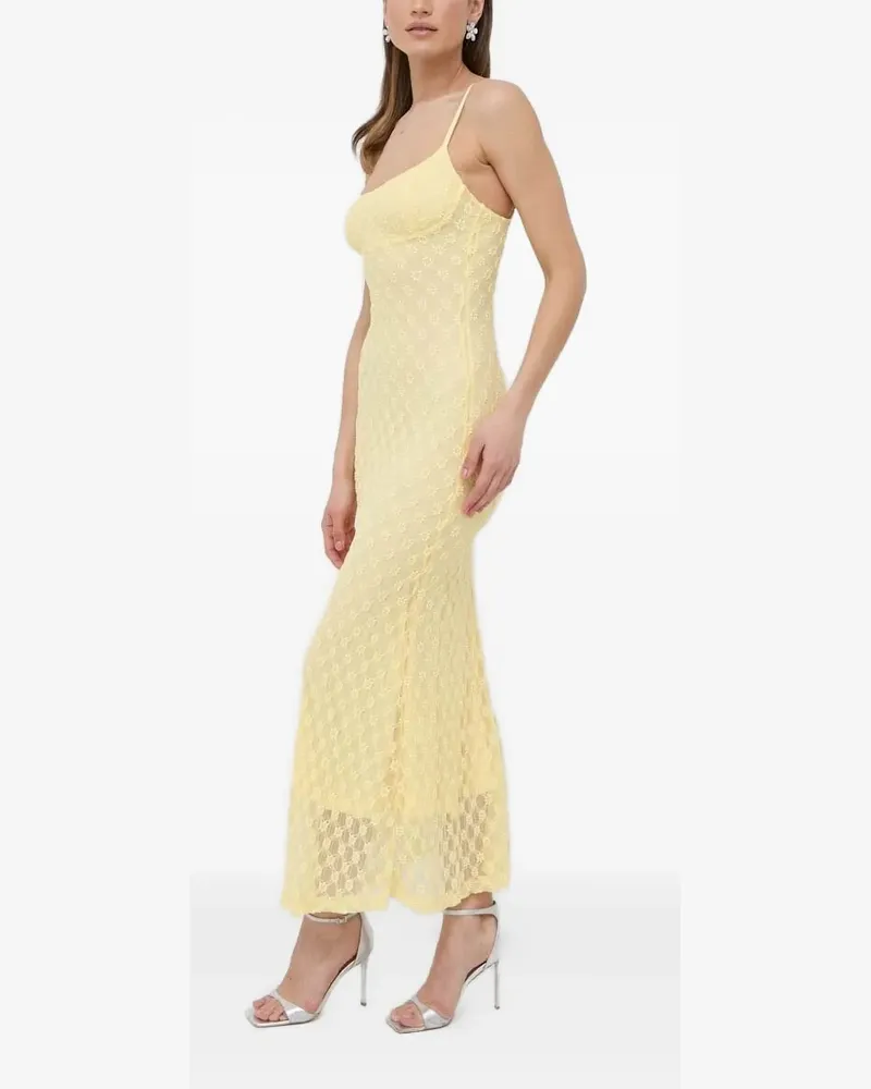 Bardot Maxikleid aus Blumenspitze - Gelb Gelb