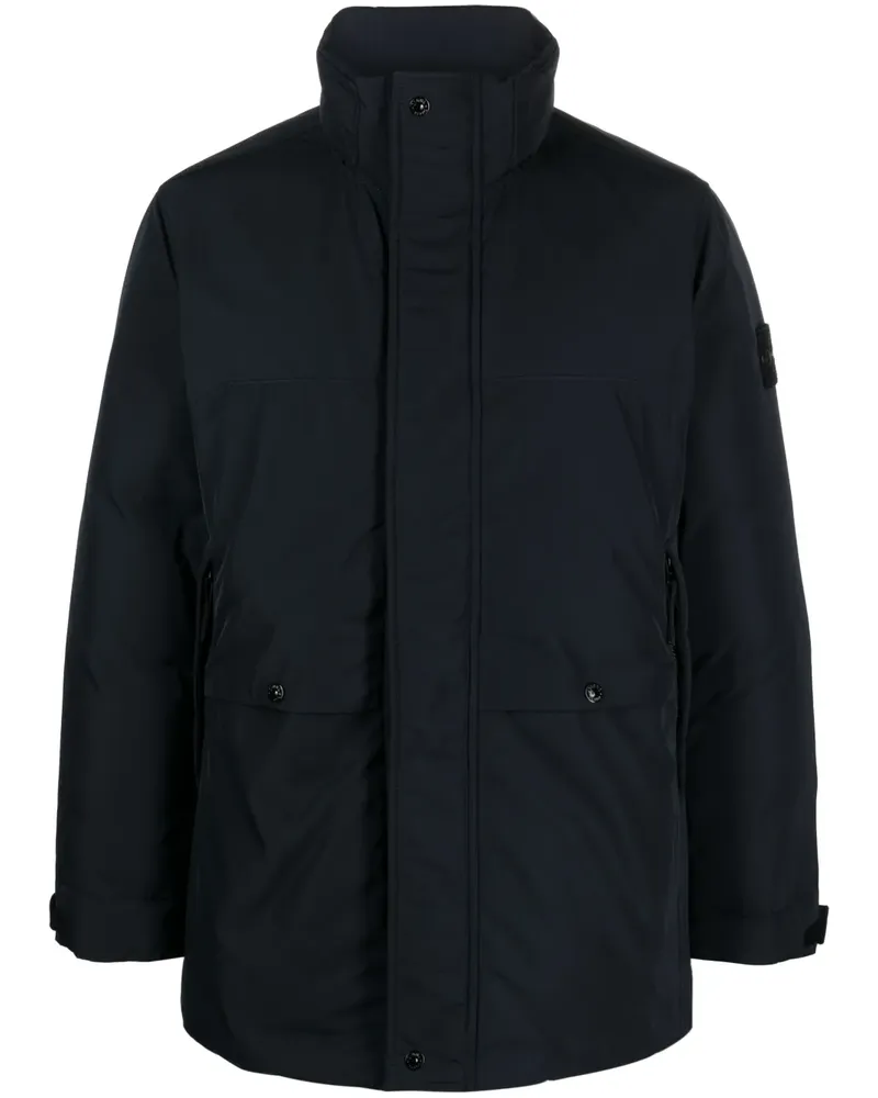 Stone Island Gefütterter Parka mit Logo-Patch - Blau Blau