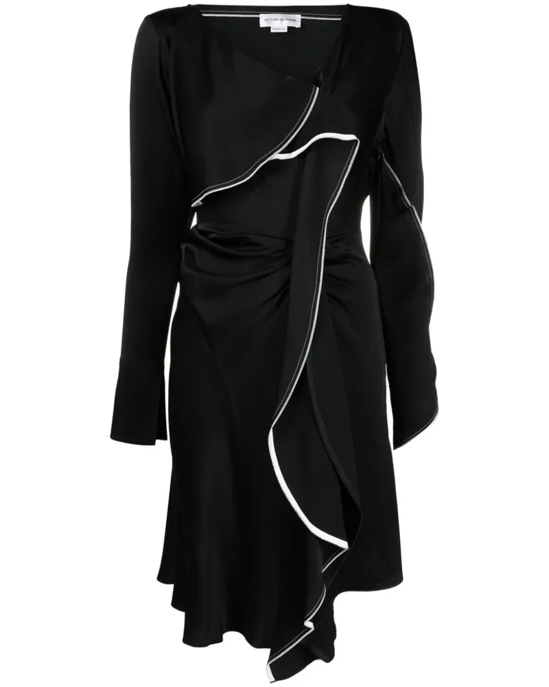 Victoria Beckham Asymmetrisches Midikleid - Schwarz Schwarz