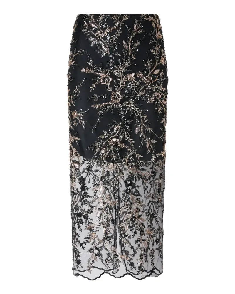 Antonio Marras embroidered-tulle midi pencil skirt - Schwarz Schwarz