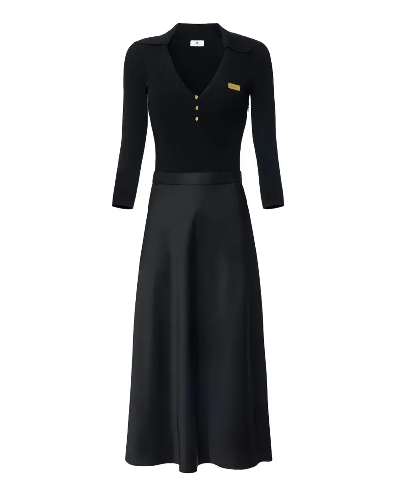 Elisabetta Franchi satin-skirt midi dress - Schwarz Schwarz