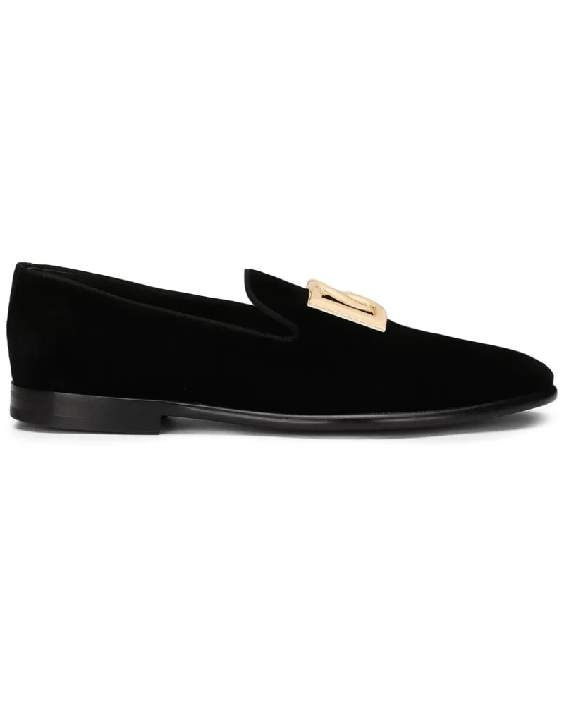 Dolce & Gabbana Slipper aus Samt - Schwarz Schwarz