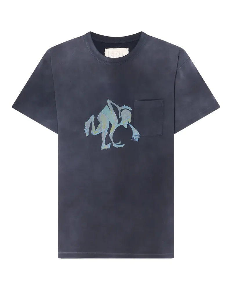 ERL Puke graphic-print pocket T-shirt - Blau Blau
