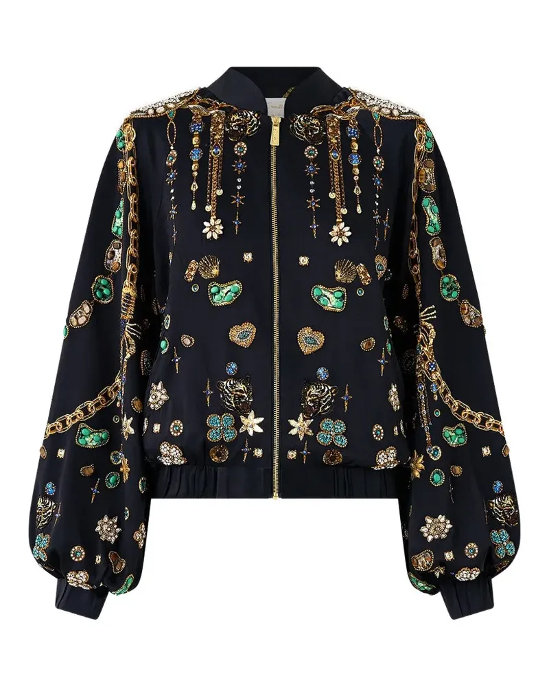 Camilla Amulett-Bomberjacke mit gerafften Bündchen - Blau Blau