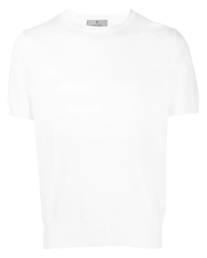 Canali Gestricktes T-Shirt - Weiß Weiß