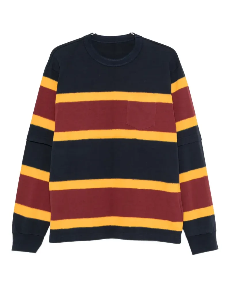 Sacai striped-knit layered-sleeve sweater - Blau Blau