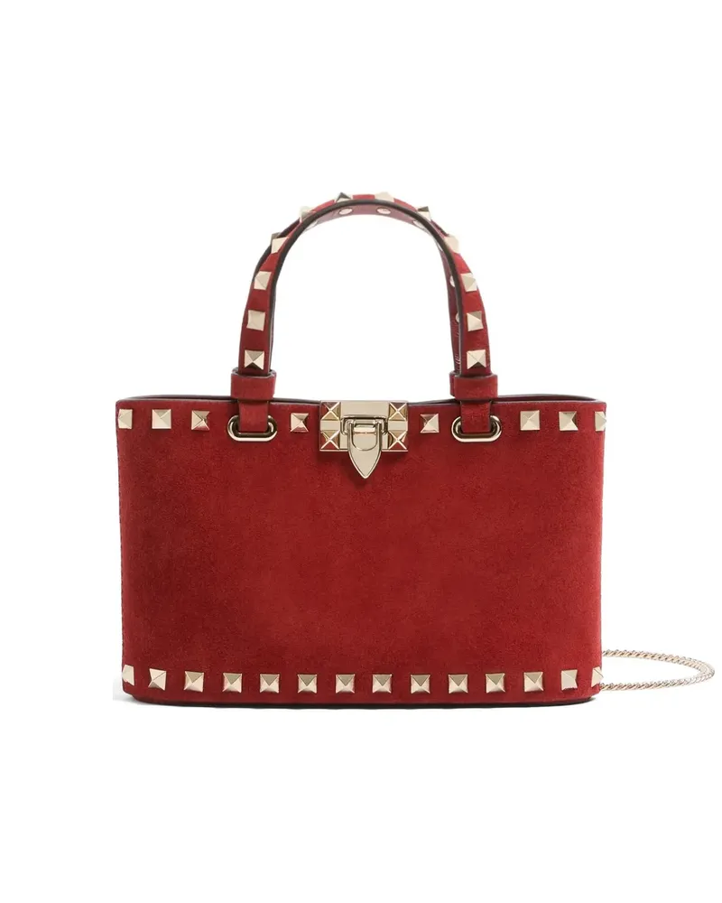 Valentino Garavani Mini Rockstud Shopping Bag aus Wildleder - Rot Rot