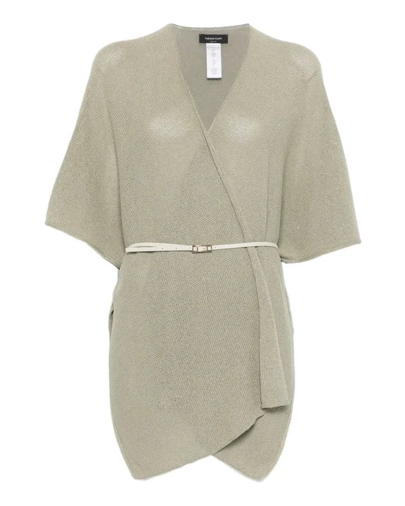 Fabiana Filippi belt short sleeve poncho - Grün Grün